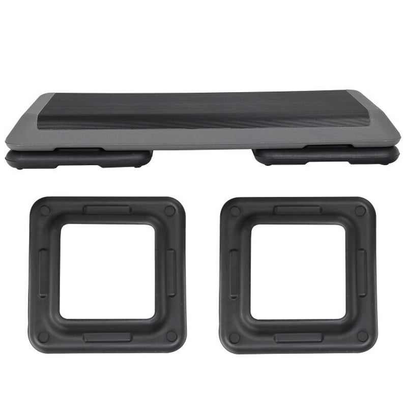 43'' Aerobic Step Platform Adjustable Exercise Fitness Workout Stepper W/4 Riser