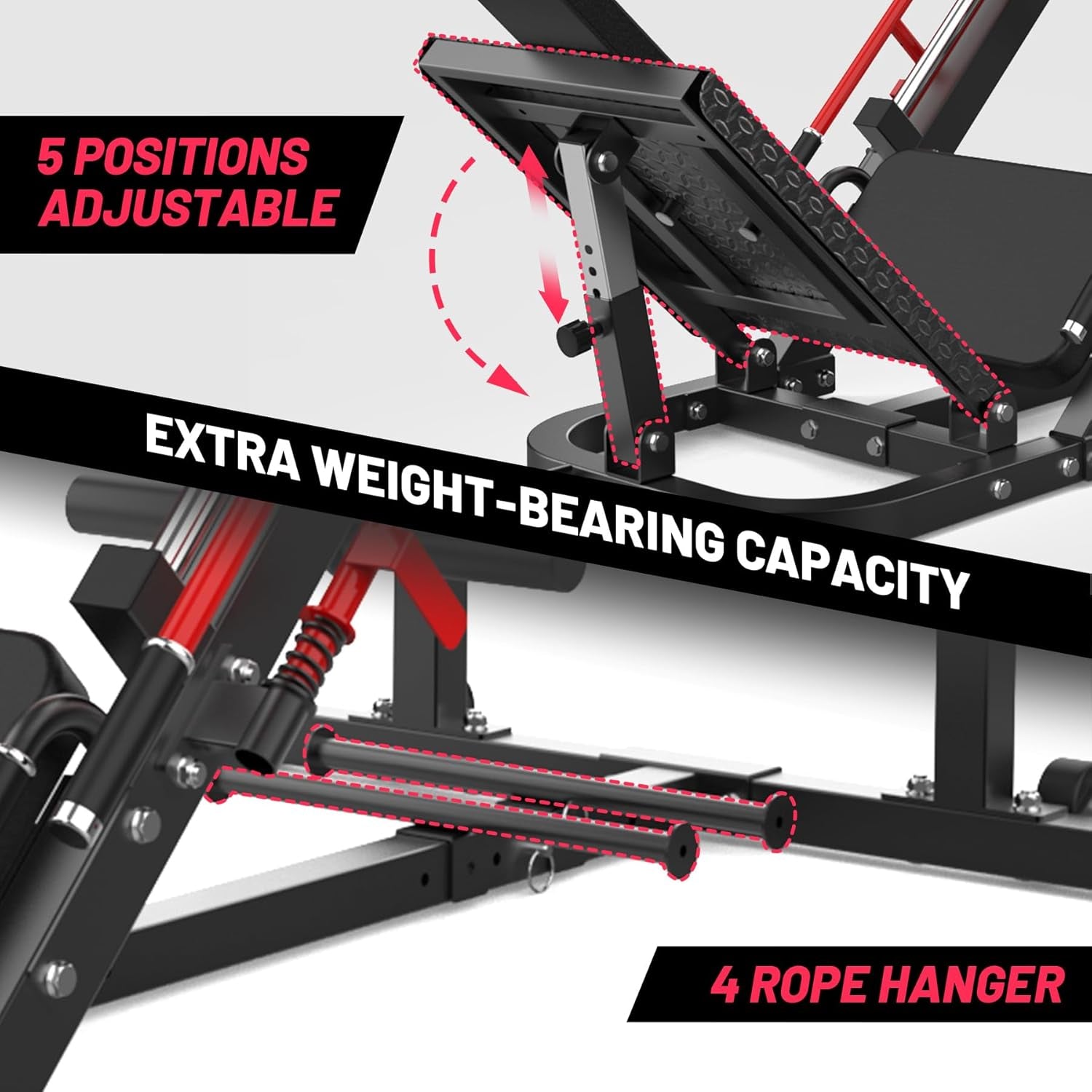 2-in-1 Leg Press and Hack Squat Machine for Home Gym with Linear Bearings and Calf Block for Comprehensive Lower Body Training