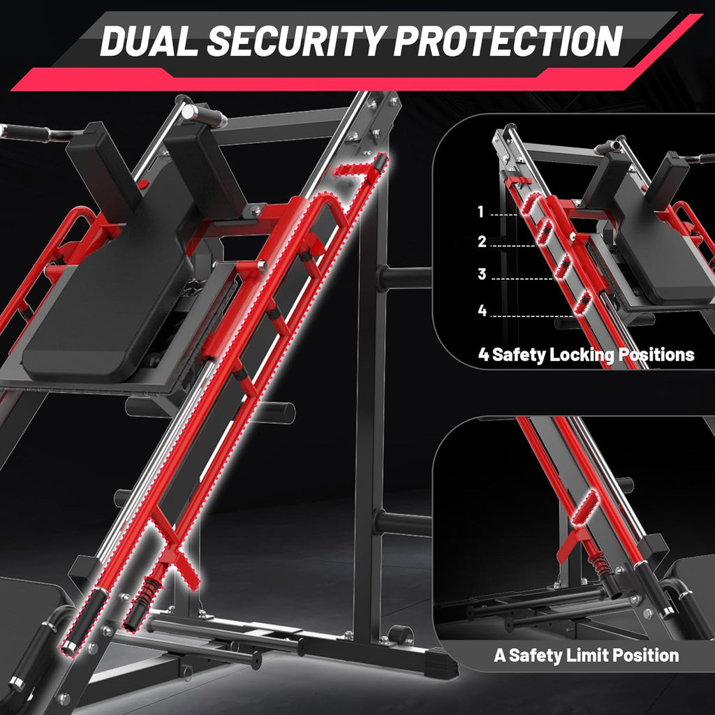 2-in-1 Leg Press and Hack Squat Machine for Home Gym with Linear Bearings and Calf Block for Comprehensive Lower Body Training