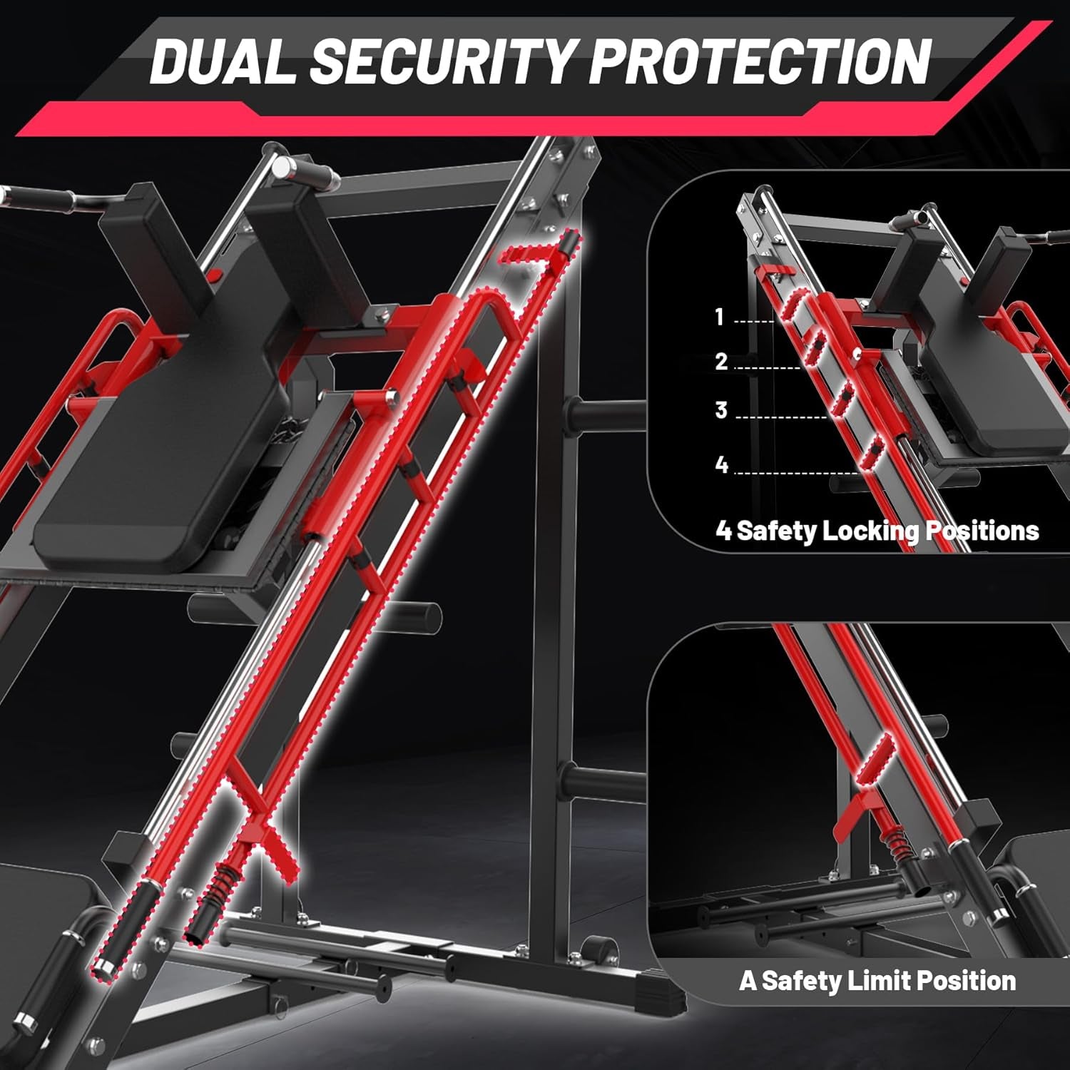 2-in-1 Leg Press and Hack Squat Machine for Home Gym with Linear Bearings and Calf Block for Comprehensive Lower Body Training
