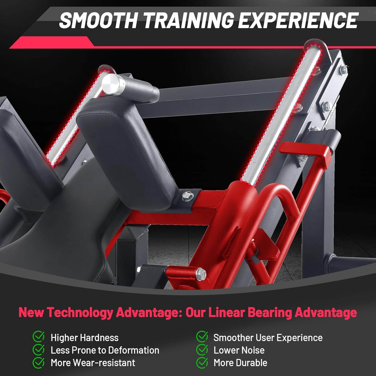 2-in-1 Leg Press and Hack Squat Machine for Home Gym with Linear Bearings and Calf Block for Comprehensive Lower Body Training