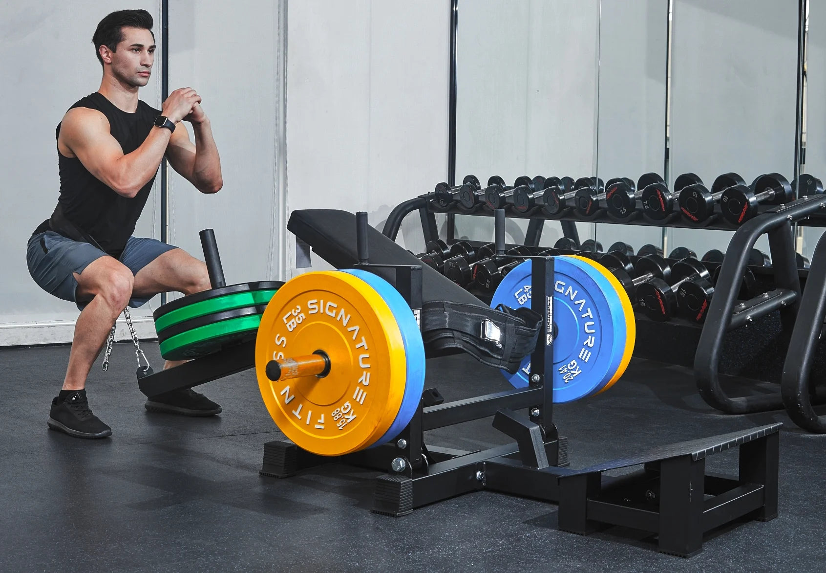Plate-Loaded Hip Thrust Machine with Glute Bridge, Black Steel Frame, 176.37 lbs